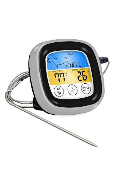 Choice Black with silver Smart Digital Meat Thermometer with Probe LCD Touchs...