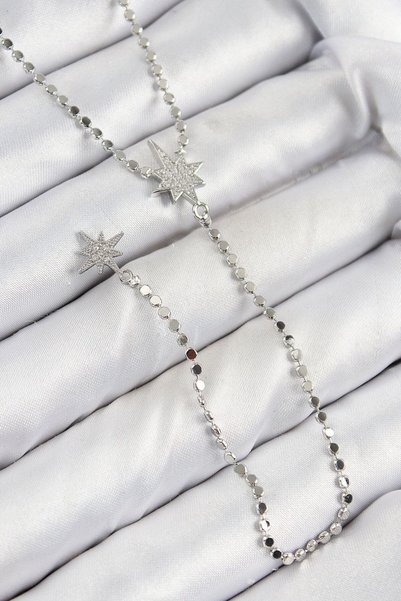 Generic Brand Brass Zircon Stone Crushed Chain Pole Star Model Silver Color Y...