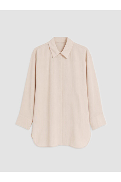 LC Waikiki Lcw Modest Beige Modal Blended Women's Shirt Tunic with Nevavm Dif...