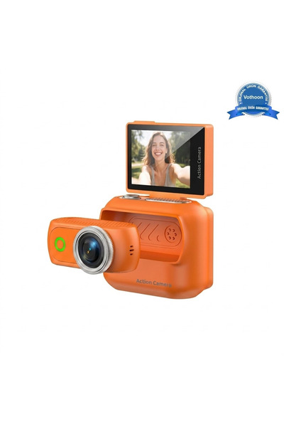 AKILLI 1080P Dijital Video Kamera (32GB) Kart Dijital Vlog Fotoğraf Makinesi Türkçe Turuncu