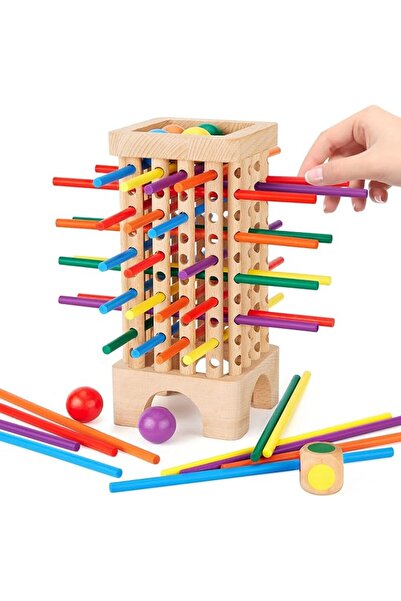 LBMT Wooden Board Games, Montessori Game toys, 42 Colorful Sticks Dice Game M...