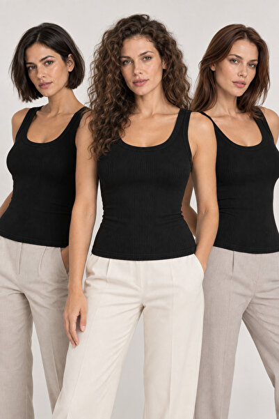 Loule Women's 3-Pack 95% Cotton Report Combed Cotton Camisole U-Neck Wide Str...