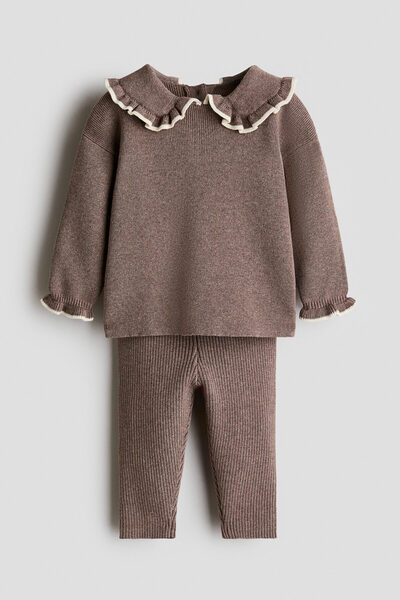 H&M 2 Parçalı Pamuklu ve Lastik Örgülü Set