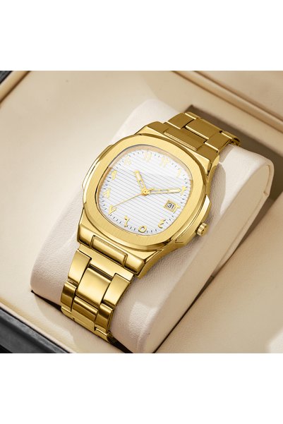 Choice B Gold White No Box Luxury Men Business Watches Fashion Square Dial St...