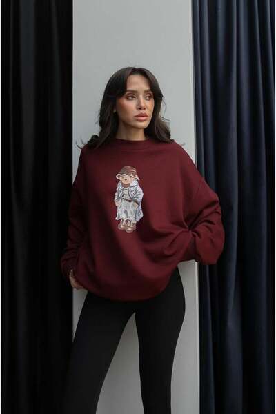 Perry Boutique Hanorac supradimensionat cu imprimeu Teddy, fără glugă