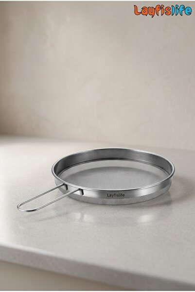 layfislife Silver 304 Paslanmaz Çelik Çap 12,5 cm, Saplı İnce Elek Süzgeç