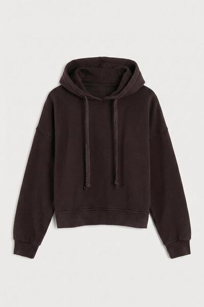 BSL Parça Boyalı Kapüşonlu Sweatshirt