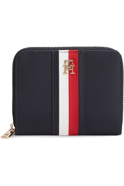 Tommy Hilfiger Kadın Logo Desenli Fermuarlı Banknot Bölmeli Lacivert Cüzdan