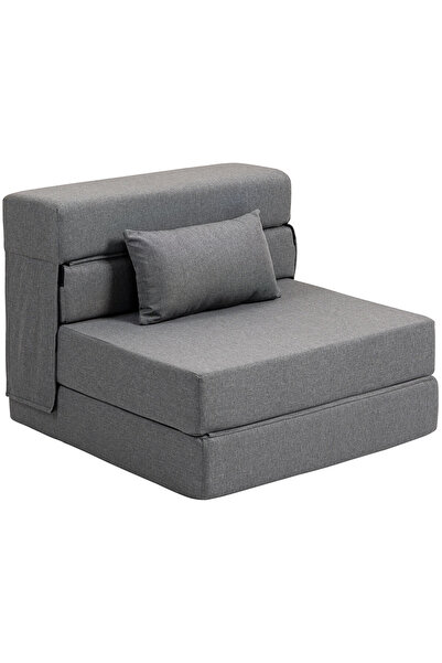 Generic Brand Scaun-pat convertibil 3-în-1 cu finisaj cu aspect de in, 80 x 8...