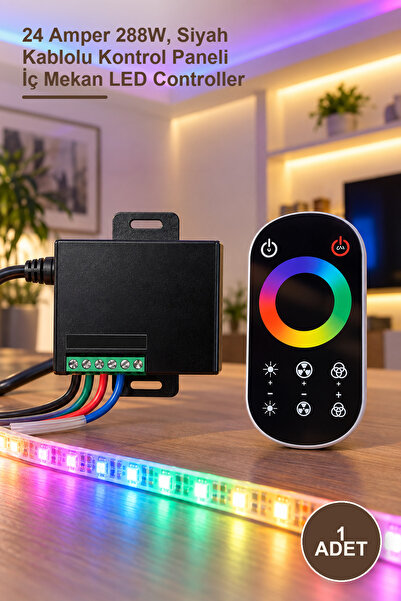 Yenilig 1 Adet CT-9116 RGB Şerit LED Kumanda – 24 Amper 288W, Siyah Kablolu K...