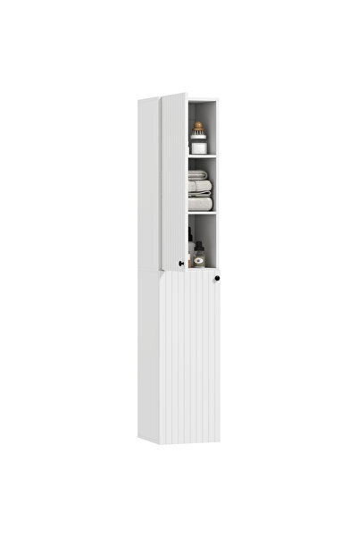 Generic Brand Dulap de baie suspendat, finisaj lăcuit, 6 rafturi, MDF, alb