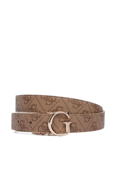 Guess KAHVE BEJ ÇİFT TARAFLI METAL GOLD TOKALI LOGOLU KADIN KEMER