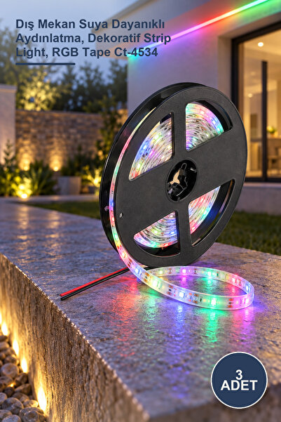 Yenilig 3 komada RGB LED trake sa tri čipa – vanjska vodootporna rasveta, dek...