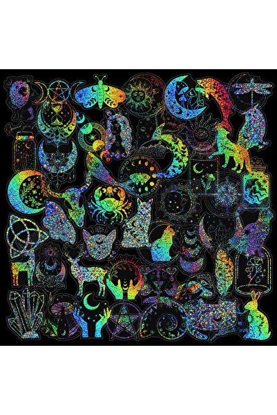 Choice 100pcs-646 100 PCS Colorful Laser Magic PET Stickers Aesthetic for DIY...