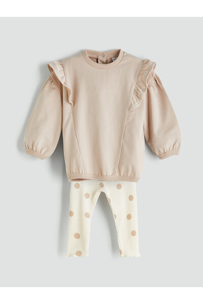 LC Waikiki Alita City Farkıyla Lcw Baby Beige Oval Collar Long Sleeve Baby Gi...