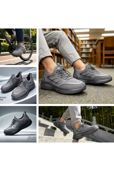 xihuiwa Men's flyknit mesh casual sports shoes thick sole shock absorption li...