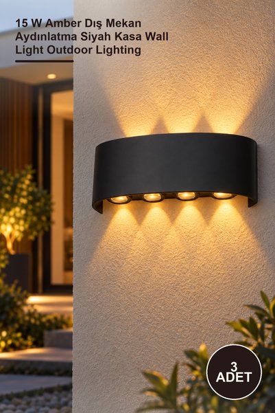 Yenilig 3 Pieces Ct-8013A Kapri Led Sconce Ct-8013 – 15 W Amber Outdoor Light...