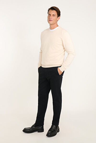 AC&Co / Altınyıldız Classics Men's Black Cotton Tapered Fit Diagonal Patterne...