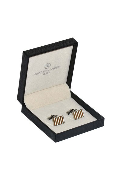RENATO LANDINI Brown & Chrome Cufflinks/ Connection 14