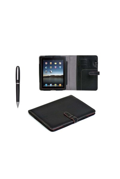 RENATO LANDINI Gift Set: Black Leather A5 Folder + Pen