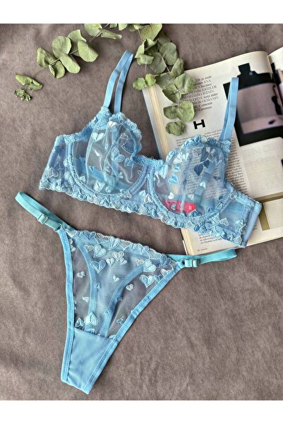 ARONA Lace Underwire Embroidered Stylish Lingerie Set - Brode Set