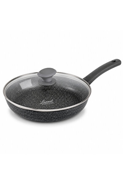 LAMART Leila Deep Pan 28cm with Lid, Black Non-Stick Cooking Pan for Frying, ...