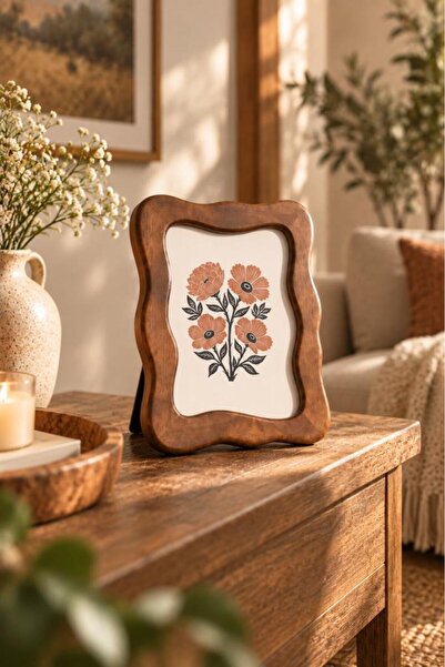 Atbyhome Doğal Masif Akasya Ağacı Dalgalı Fotoğraf Çerçevesi 15x20 cm - Masa ...
