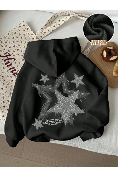 Toum Star Graffiti Detail Oversize Unisex Sweatshirt
