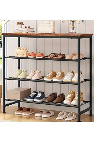 mtaha خزانة احذية بتصميم عصري ريفي خيار مثالي لتنظيم أحذيتك يتكون من 4 رفوف 3...