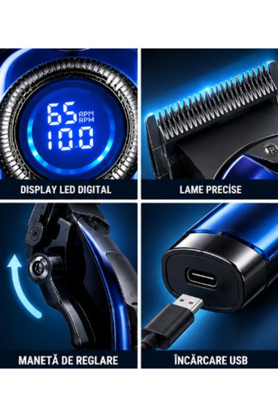 BOXE Aparat de tuns profesional PROMOZER Afișaj digital LED Încărcare USB Design ergonomic