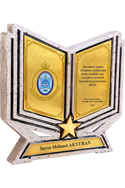Genel Markalar Taş Kitap Plaket Mermer Desenli (El Yapımı)
