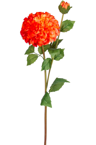Herdekora Yapay Yıldız Çiçeği Pompon Dahlia Islak Dokulu Turuncu 16x60 Cm.