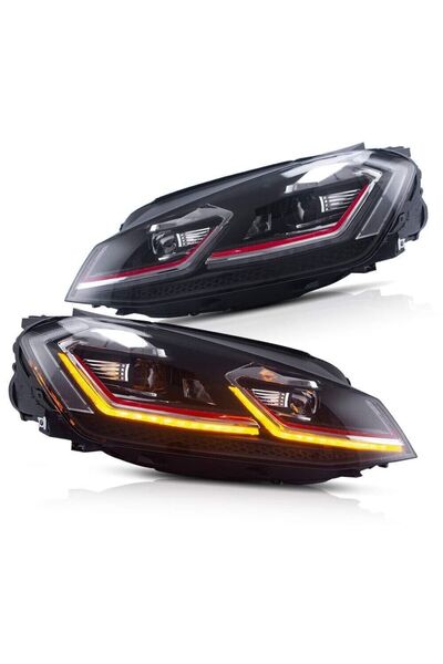 AksoyTuning Volkswagen Golf 6 2008-2013 Uyumlu 7.5 Style Kırmızı Şeritli Led Far Seti LAM-T102