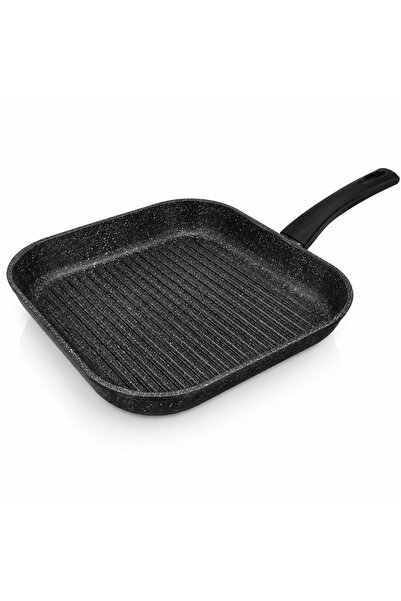 LAMART Leila Grill Pan 26cm, Black Non-Stick Ribbed Grill Frying Pan for Grilling Meat, Vegetables and Everyday Cooking