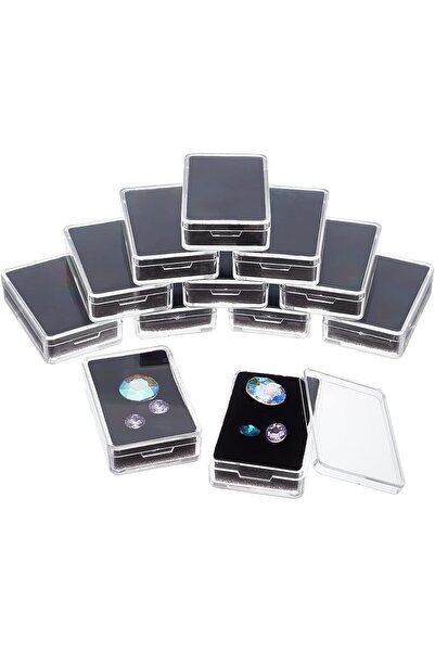 Arabest 12Pcs Gemstone Display Box,Transparent Rectangular Jewelry Storage Ca...