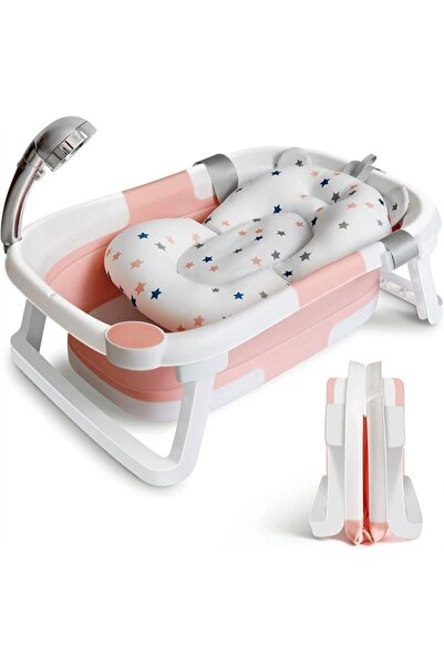 Arabest Baby Portable Foldable Bathtub With Soft Cushion Water Plug And Anti ...