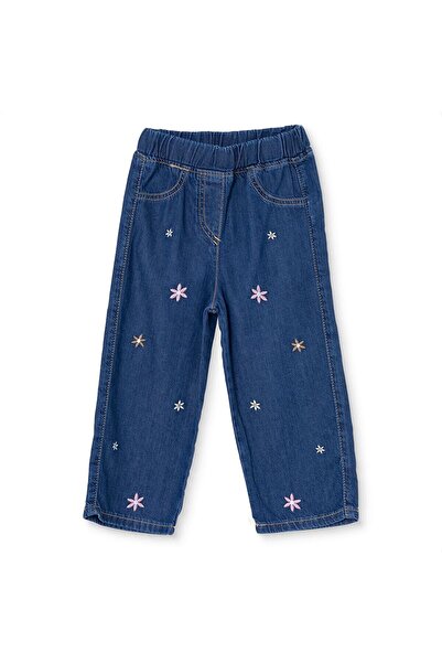 ebebek Hello Baby HelloBaby Kız Bebek Denim Pantolon Çiçek Baskılı Reçme