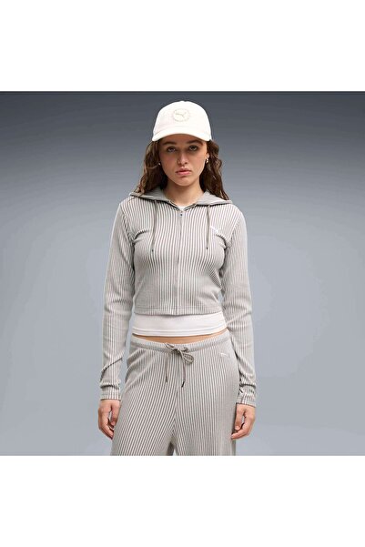 Puma ESS Ribbed Hoodie Krem Kadın Sweatshirt