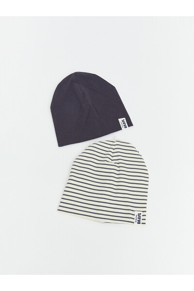 LC Waikiki Quality Pieces from Çelebi Store Striped Baby Boy Beanie 2-Pack