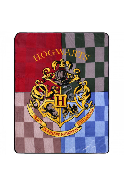 Harry Potter Κουβέρτα Φλις 120x150εκ. Horwarts Κόκκινο Πράσινο Κίτρινο Γκρι 7...