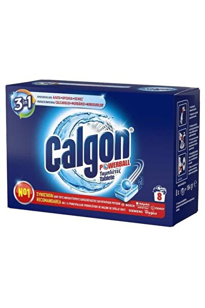 Calgon Tablete anticalcar 3 în 1 PowerBall, protecție puternică, 8 bucăți