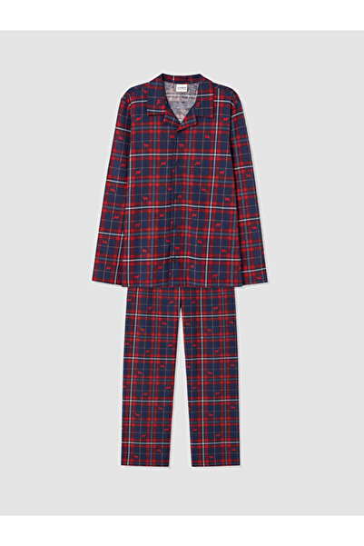 LC Waikiki Rmz Gi̇yi̇m Farkiyla Shirt Roba Collar Boys' Pajama Set