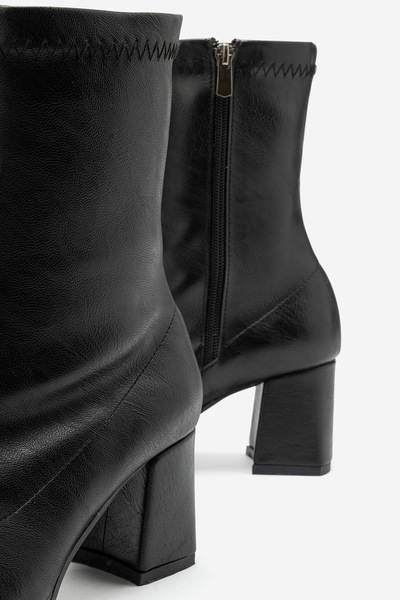 by selvi Lukka Shoes James Women's Black Faux Leather Stretch Zipper Boots
