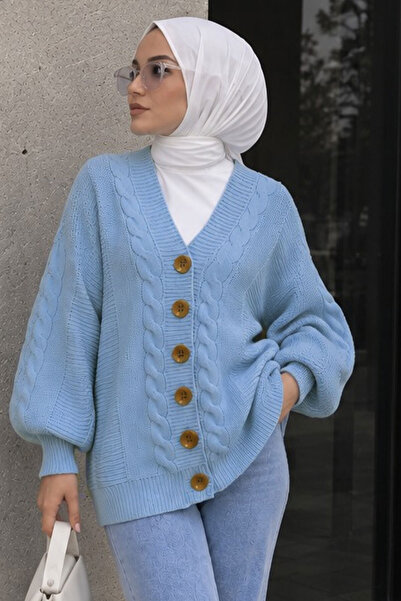 Tesettür Dünyası Strickjacke mit V-Ausschnitt und Haarzopf-Details TSD260296 ...