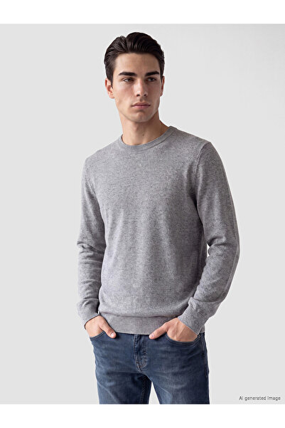 LC Waikiki Özmarka New Season Gray Crew Neck Men's Knitwear Sweater