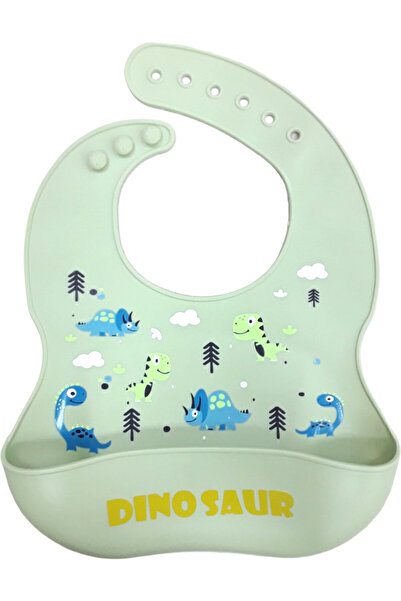 Beboulino Σαλιάρα σιλικόνης με τσέπη Walking Dino Μέντα 71107810002