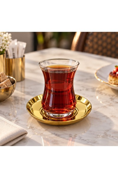 BRONDOFF Stainless Steel Gold Tea Plate - 6 Pieces