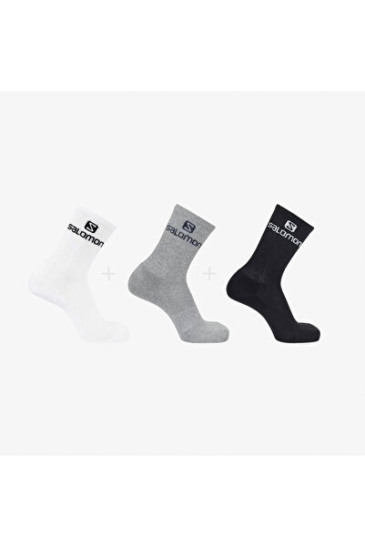 Salomon Lc1445300 Everyday Crew 3 Piece-Piece Unisex Socks Black-Grey-White