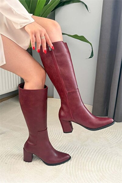 Les Passent Kadın Monika Bordo 7cm Topuklu Fermuarlı Çizme
