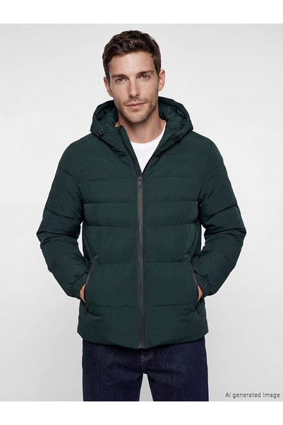 LC Waikiki Seray New Season Green Regular Fit Hooded Men's Puffer Jacket